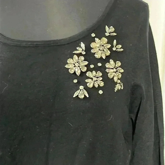 Charter Club Layered-Look Embellished Sweater Black White NWT Size L - Picture 4 of 7